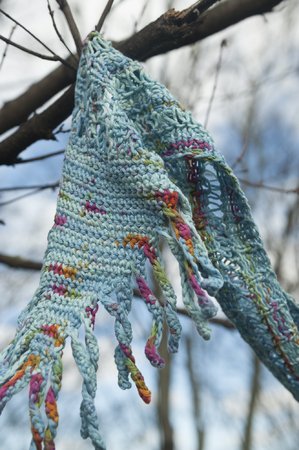 Summer scarf knitting pattern "Boho in Soho" combining knitting and crochet