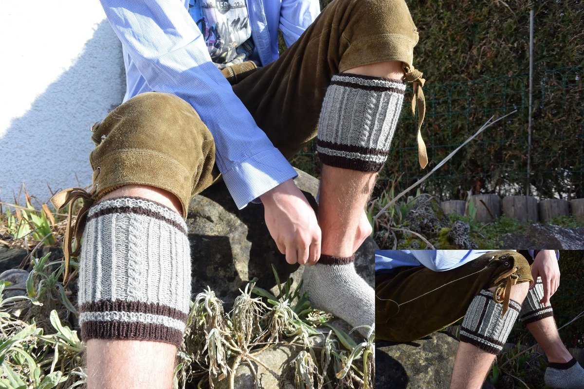 Bayerische Wadenwärmer gestrickt, 36 cm und 40 cm ,17 cm hoch