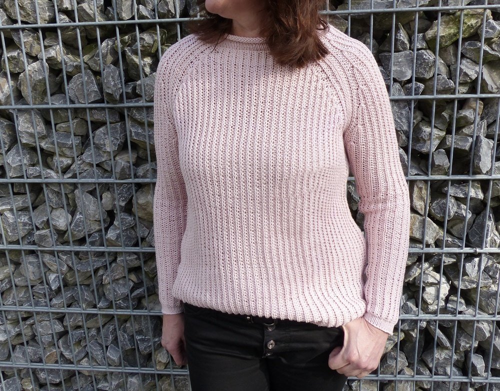 Strickanleitung: Schlichter Patentpullover mit Rollrändern, (für Fortgeschrittene) Gr. 36 - 42