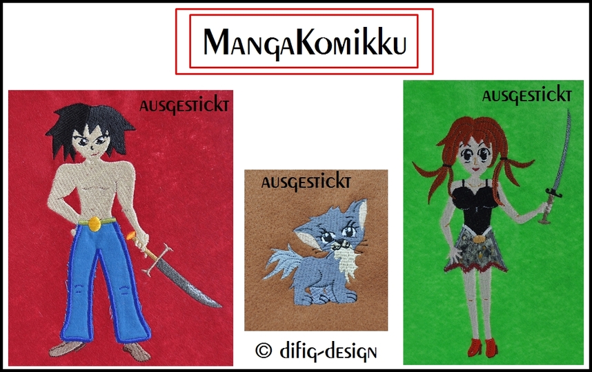 Stickdatei Manga Komikku für den 13x18 Rahmen