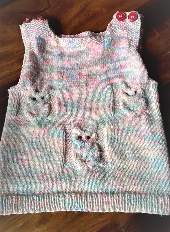 Eulenpullunder / Tunika, Größe 68, passt aber noch bis zu einem Jahr.