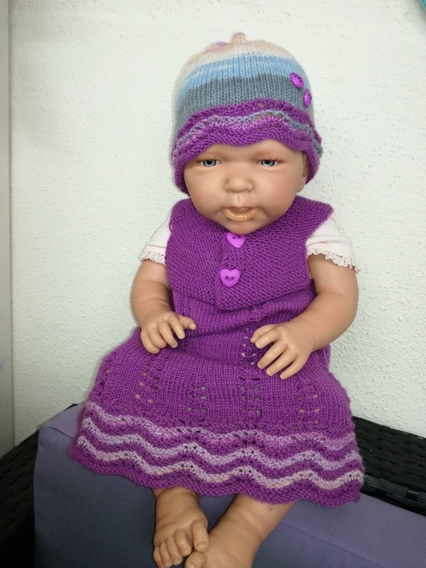 Strickanleitung Baby- Set *Angel* Kleid und Mütze Größe 62 - 80 - Bild 4