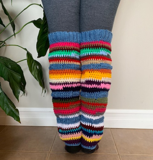 Crochet Thigh High Leg Warmer easy beginner pattern, scrap yarn, 3 sizes