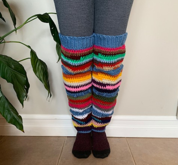 Crochet Thigh High Leg Warmer easy beginner pattern, scrap yarn, 3 sizes