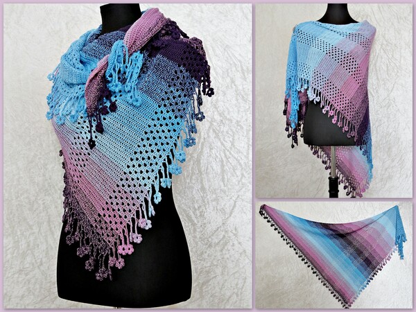 Crochet pattern shawl, wrap Daisy
