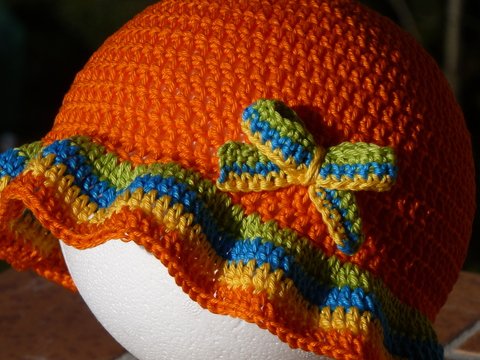 Kinder Sommer Hut mit Schleife , gehäkelt