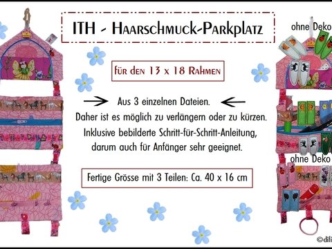 Ith Stickdatei, Haarschmuck-Parkplatz für den 13x18 Rahmen