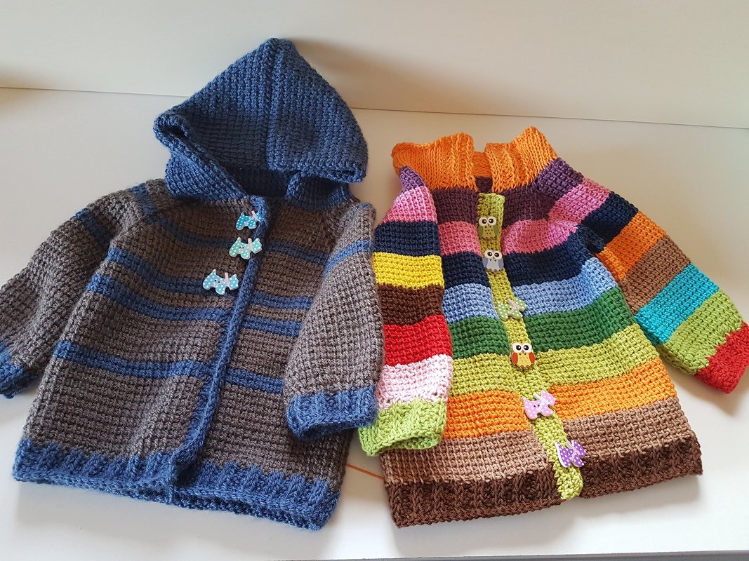 Jacke alle Größen im tunesischen Grundmuster