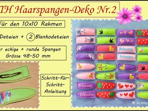 Ith Stickdateien, Haarspangen-Deko Nr.2 für den 10x10 Rahmen