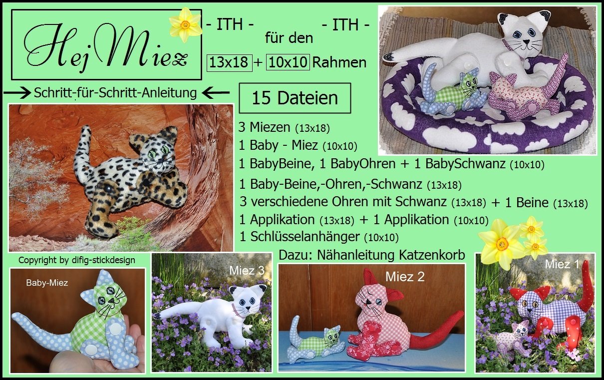 Ith Stickdateien HejMiez für den 13x18 und 10x10 Rahmen