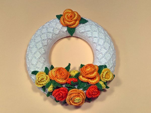 Crochet Pattern Rose Wreath