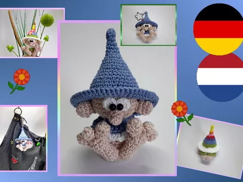 Häkelanleitung Kobold Winzling, Schlüsselanhänger, Taschenbaumler