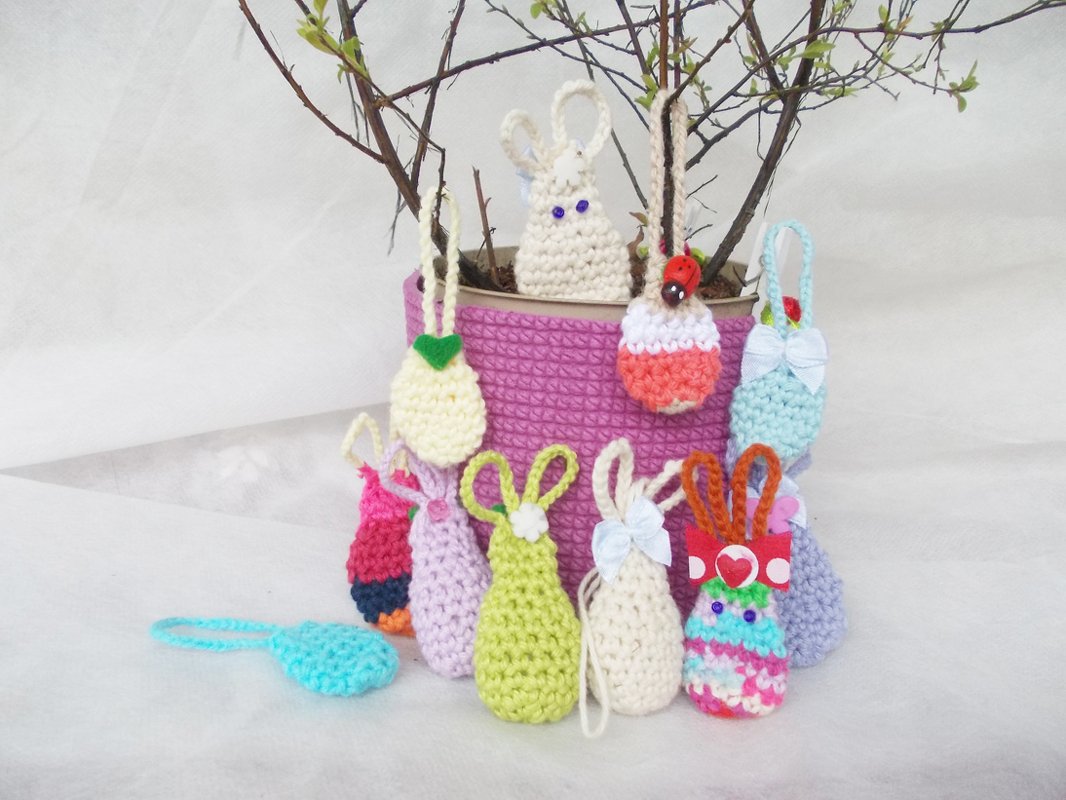 Häkelanleitung für Mini-(Oster)-Hasen (6 cm) Mini-Ostereier (ca. 2,5 cm)