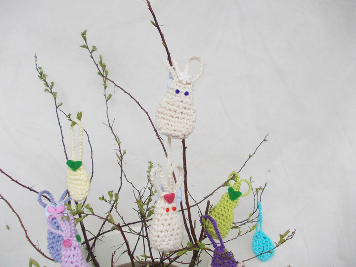 Häkelanleitung für Mini-(Oster)-Hasen (6 cm) Mini-Ostereier (ca. 2,5 cm)