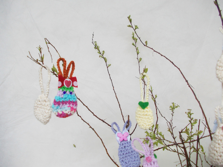 Häkelanleitung für Mini-(Oster)-Hasen (6 cm) Mini-Ostereier (ca. 2,5 cm)