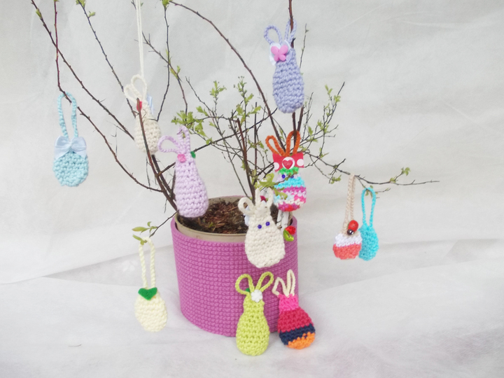 Häkelanleitung für Mini-(Oster)-Hasen (6 cm) Mini-Ostereier (ca. 2,5 cm)