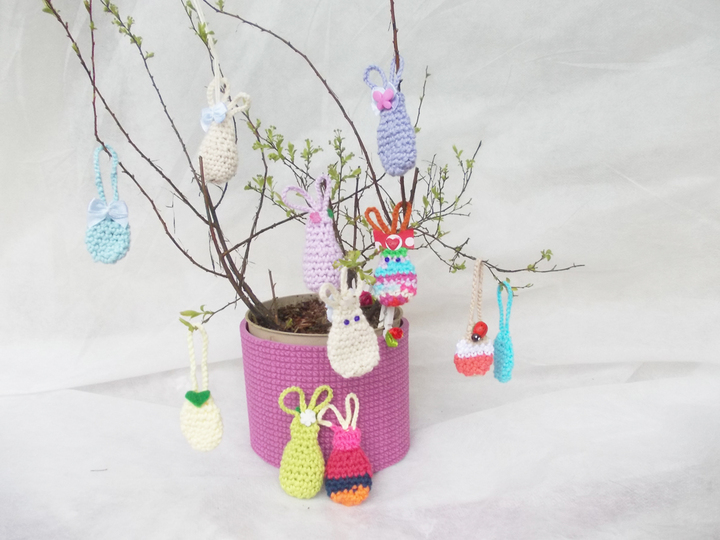 Häkelanleitung für Mini-(Oster)-Hasen (6 cm) Mini-Ostereier (ca. 2,5 cm)