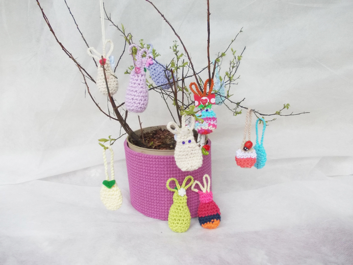 Häkelanleitung für Mini-(Oster)-Hasen (6 cm) Mini-Ostereier (ca. 2,5 cm)