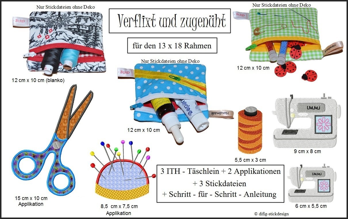 Ith und Stickdateien *Verflixt und zugenäht* für den 13x18 Rahmen