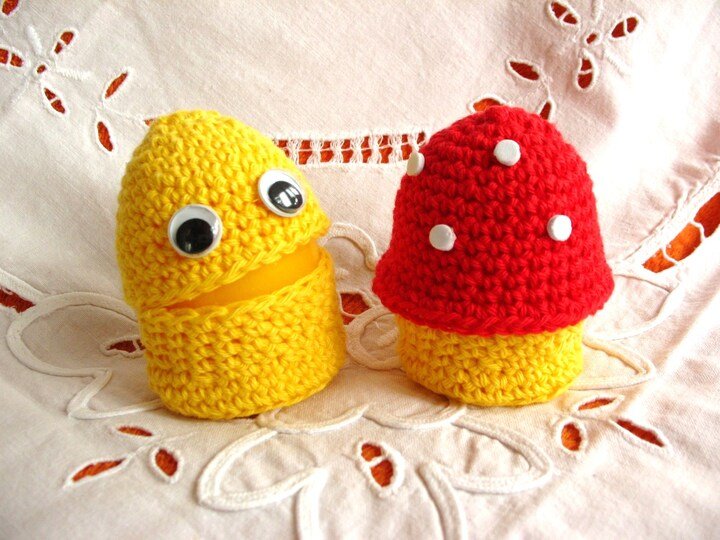 Häkelanleitung für lustige Eierwärmer-Sets - Gute Laune-Anzug fürs Frühstücks-Ei
