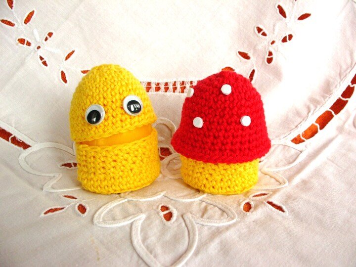 Häkelanleitung für lustige Eierwärmer-Sets - Gute Laune-Anzug fürs Frühstücks-Ei
