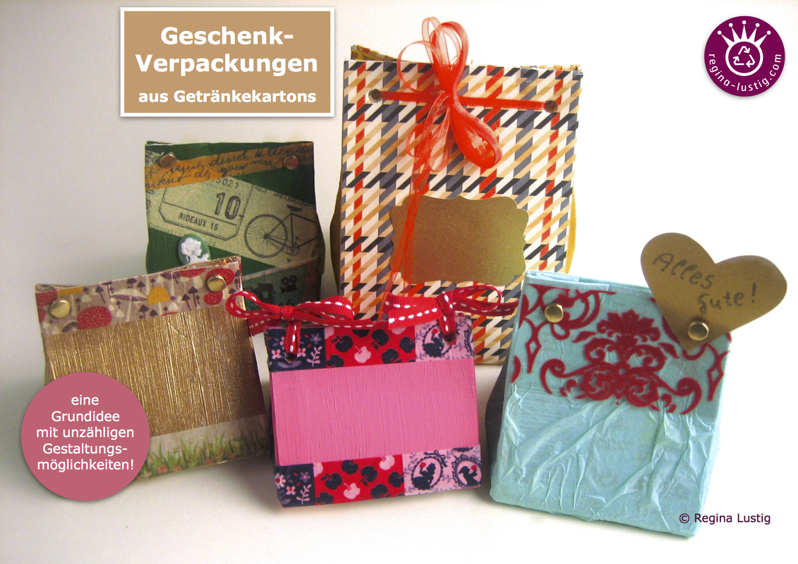 Geschenk-Verpackungen aus Getränkekartons, Upcycling
