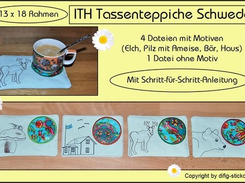 Ith Stickdateien MugRug/Tassenteppich Schweden, für den 13x18 Rahmen