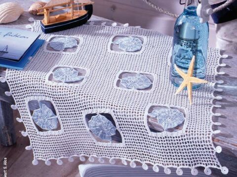 Maritime Deckchen - mit Muscheln und Meerestieren