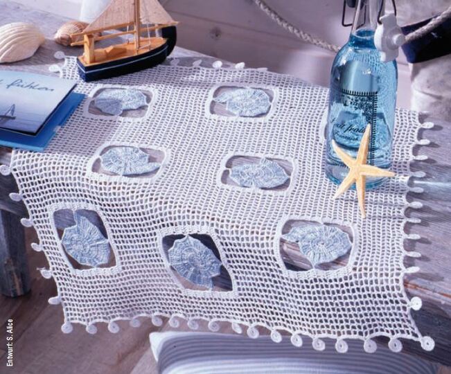 Maritime Deckchen - mit Muscheln und Meerestieren