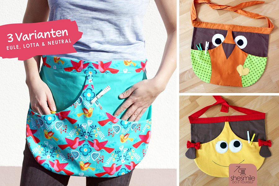 Wäscheklammernschürze in 3 Varianten (Nähanleitung &amp; Schnittmuster)