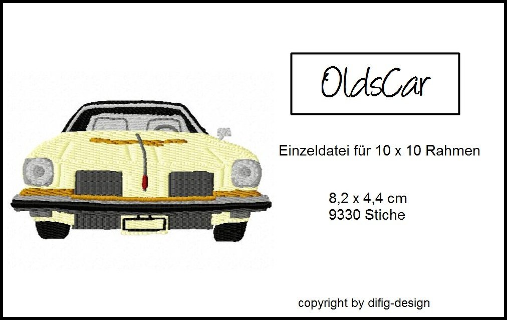 Stickdatei Oldtimer Auto für den 10x10 Rahmen