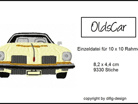 Stickdatei Oldtimer Auto für den 10x10 Rahmen