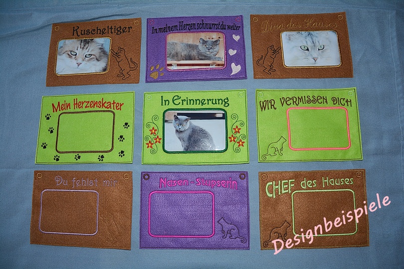 Ith Stickdateien Foto-Rahmen Katze für den 13x18 Rahmen