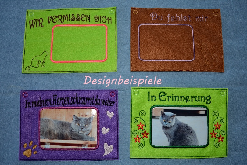 Ith Stickdateien Foto-Rahmen Katze für den 13x18 Rahmen