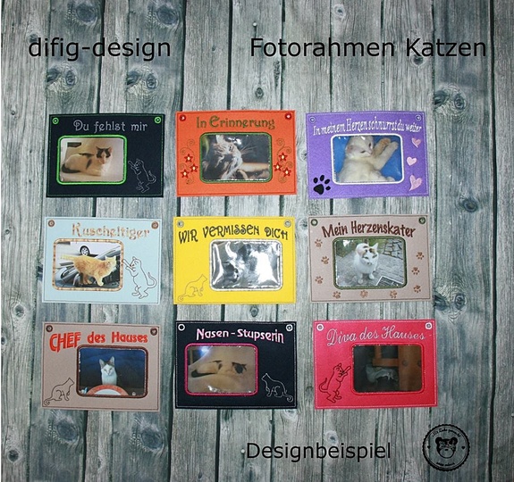 Ith Stickdateien Foto-Rahmen Katze für den 13x18 Rahmen