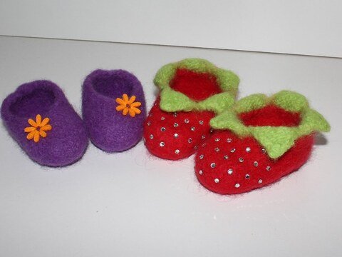 Stricken und Filzen - Hausschuhe Basics + Erdbeer-Schuhe, Gr. 18 - 43