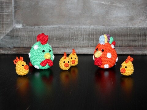 verrückte Hühnerfamilie Häkelanleitung