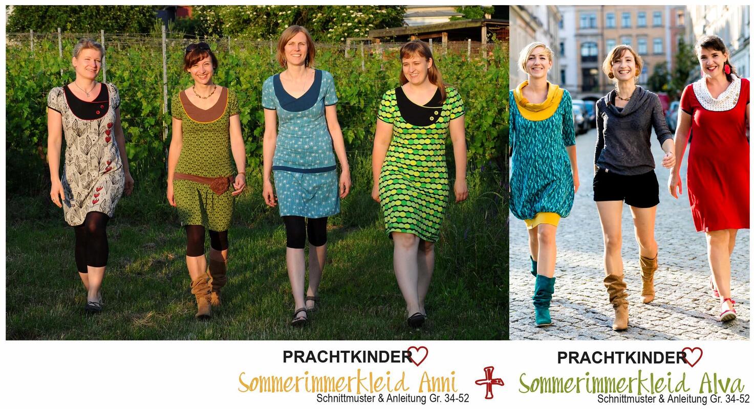 Sommerimmerkleid Anni&amp;Alva Gr. 34-52 2in1 Prachtkinder-