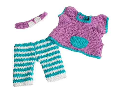 Häkelanleitung für Leggins und Kleidchen für 30-35 cm Puppen, Puppenkleidung