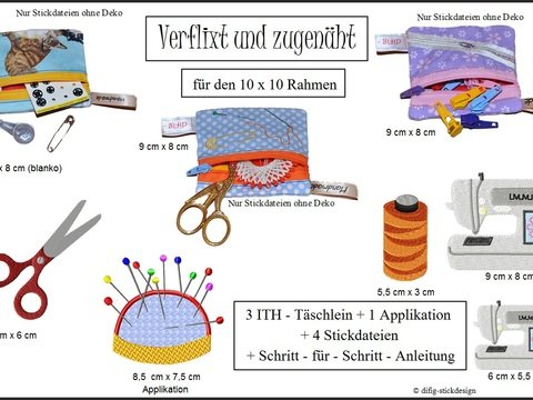 Ith und Motiv-Stickdateien Verlixt und zugenäht für den 10x10 Rahmen