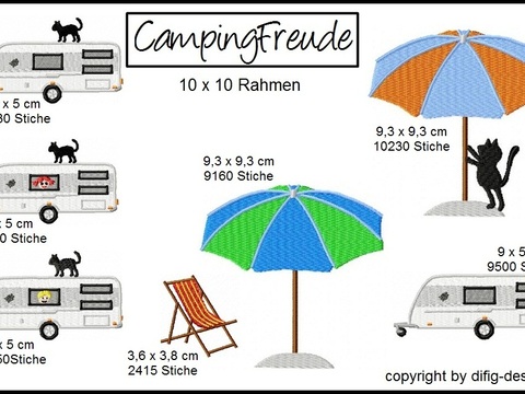 Stickdateien Camping-Freude für den 10x10 Rahmen
