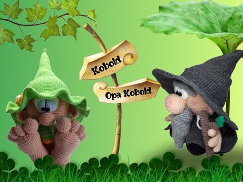 Häkelanleitung Doppelpack Kobold und Opa Kobold