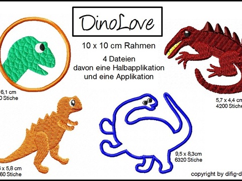 Stickdateien Dino-Love für den 10x10 Rahmen