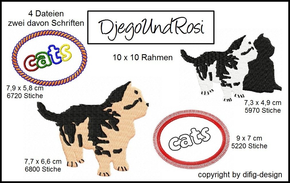 Stickdateien Djego und Rosi für den 10x10 Rahmen
