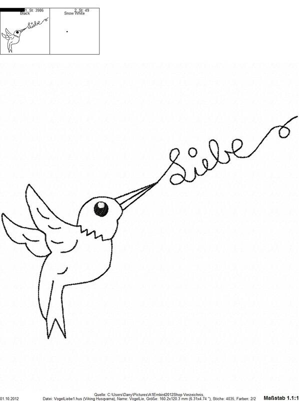 Stickdateien Vogelbotschaften, für den 13x18 Rahmen