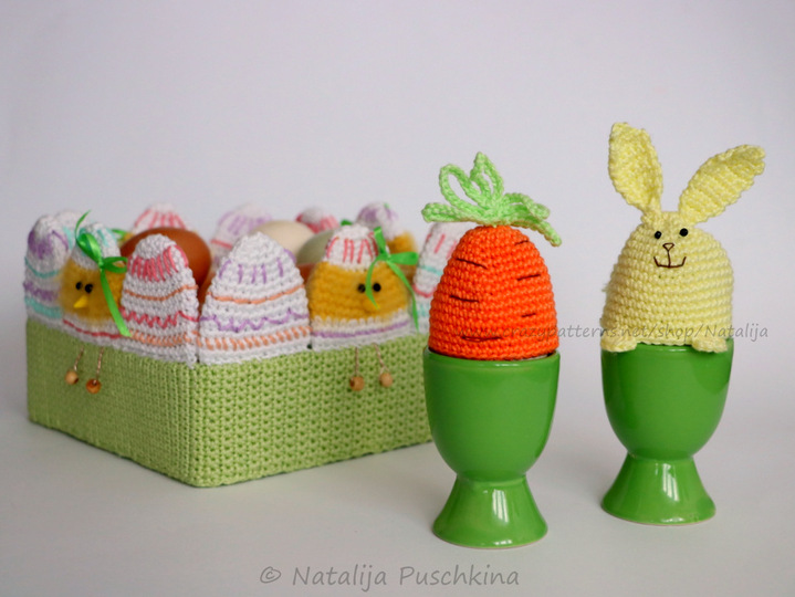 Osterkörbchen 'Küken' + Gratis Anleitung für Eierwärmer