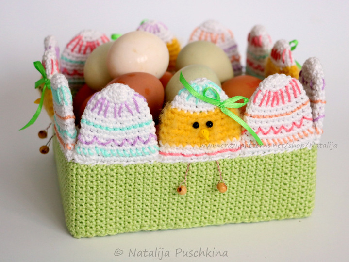 Osterkörbchen 'Küken' + Gratis Anleitung für Eierwärmer