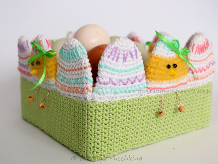 Osterkörbchen 'Küken' + Gratis Anleitung für Eierwärmer