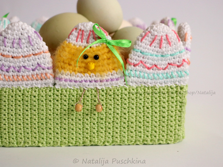 Osterkörbchen 'Küken' + Gratis Anleitung für Eierwärmer