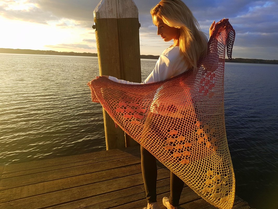 Häkeltuch Sonnenuntergang